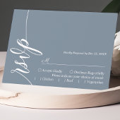 ほこりっぽい青エレガント書式ウェディングRSVPカード 出欠カード