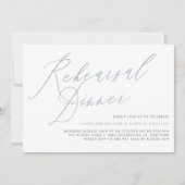 ほこりっぽい青エレガント書道リハーサルディナー 招待状 (正面)