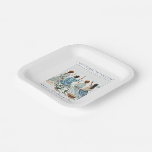 ほこりっぽい青エレガント水の色の海岸最後のトースト ペーパープレート (傾斜あり)