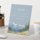 ほこりっぽい青エレガント水色マウンテンフードメニュー 台座サイン (インサイチュ)
