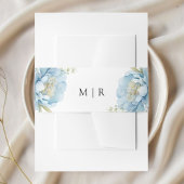 ほこりっぽい青エレガント牡丹の水の色結婚の 招待状ベリーバンド
