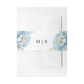 ほこりっぽい青エレガント牡丹の水の色結婚の 招待状ベリーバンド (正面例)