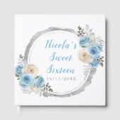 ほこりっぽい青エレガント銀色の花Sweet sixteen ゲストブック (正面)