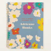 ほこりっぽい青カラフルモダンフローラ プランナー手帳 (正面)