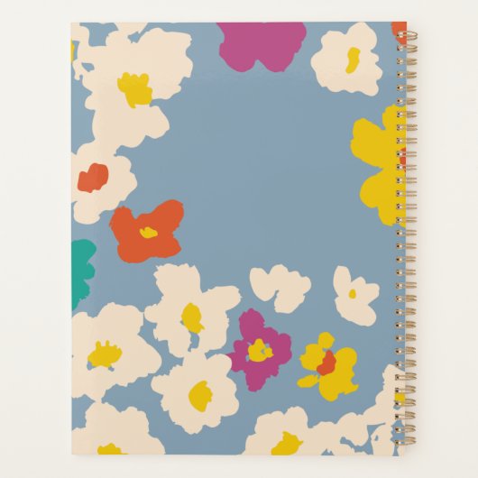 ほこりっぽい青カラフルモダンフローラ プランナー手帳 (裏面)