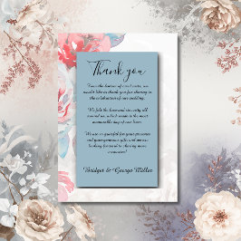 ほこりっぽい青シックフローラ水カラーバラ結婚ズ サンキューカード