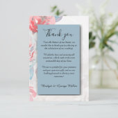 ほこりっぽい青シックフローラ水カラーバラ結婚ズ サンキューカード (スタンド正面)