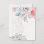 ほこりっぽい青シックフローラ水カラーバラ結婚ズ サンキューカード (裏面)