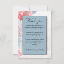 ほこりっぽい青シックフローラ水カラーバラ結婚ズ サンキューカード