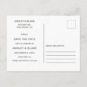 ほこりっぽい青シンプルい書道の日付を保存 案内ポストカード (裏面)