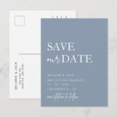 ほこりっぽい青シンプルい書道の日付を保存 案内ポストカード (正面/裏面)