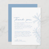 ほこりっぽい青シンプル色の手描き植物学 サンキューカード (正面/裏面)