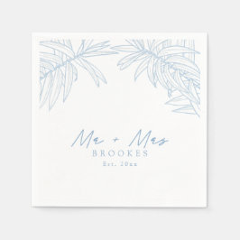 ほこりっぽい青シンプル色の手描き植物学 スタンダードカクテルナプキン