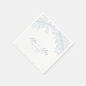 ほこりっぽい青シンプル色の手描き植物学 スタンダードカクテルナプキン (角)