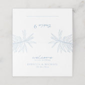 ほこりっぽい青シンプル色の手描き植物折り畳み プレイスカード (外部開封)