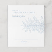 ほこりっぽい青シンプル色の手描き植物折り畳み プレイスカード (外部開封)