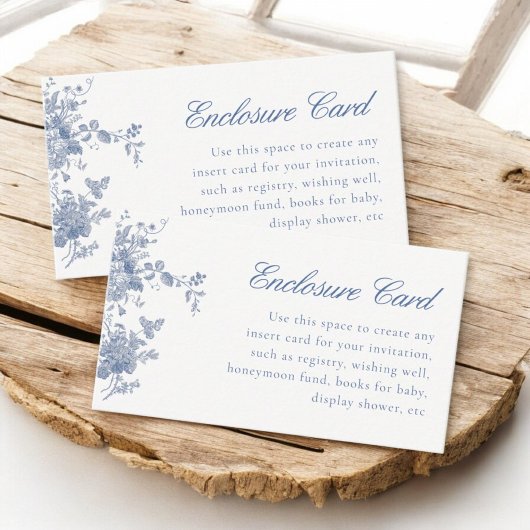 ほこりっぽい青トワールヴィンテージ花 エンクロージャーカード
