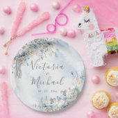 ほこりっぽい青バラフローラ水色結婚の ペーパープレート (パーティー)