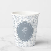 ほこりっぽい青バラモノグラム結婚の紙カップ 紙コップ (正面)