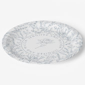 ほこりっぽい青バラ花結婚柄の紙プレート ペーパープレート (アングル)