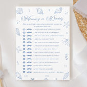 ほこりっぽい青ビーチ赤ちゃんシャワー推測誰のゲームカード 招待状