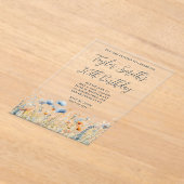 ほこりっぽい青ピーチ野花30th誕生日 アクリル招待状 (レイダウン)