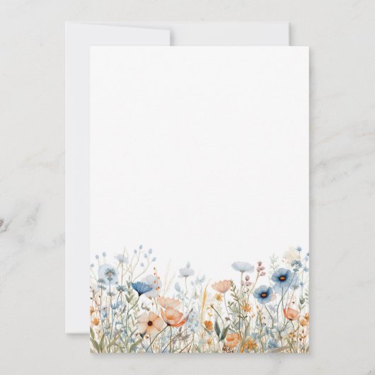 ほこりっぽい青ピーチ野花30th誕生日 招待状 (裏面)