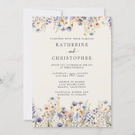 ほこりっぽい青フォーマルアイボリー結婚ズ 招待状