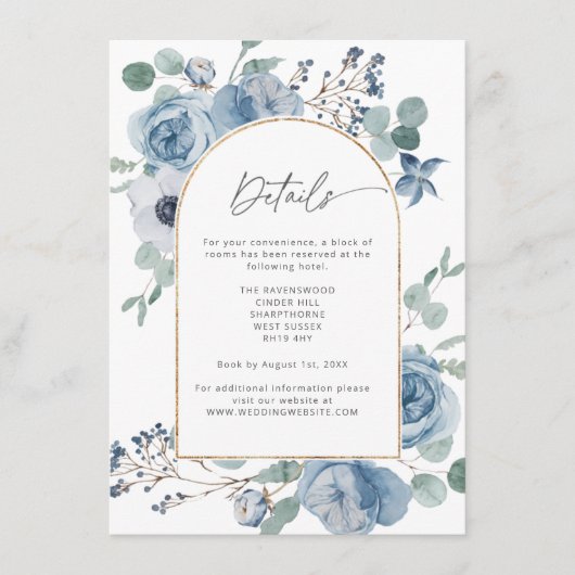 ほこりっぽい青フローラの結婚水色の詳細 エンクロージャーカード (正面)