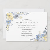 ほこりっぽい青フローラの結婚水色 招待状 (正面)