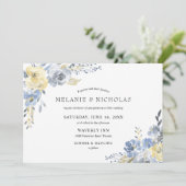 ほこりっぽい青フローラの結婚水色 招待状 (スタンド正面)
