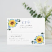 ほこりっぽい青フローラひまわり水結婚色の 出欠カード (スタンド正面)