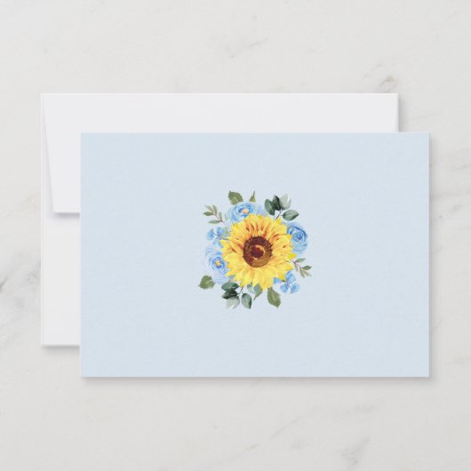 ほこりっぽい青フローラひまわり水結婚色の 出欠カード (裏面)