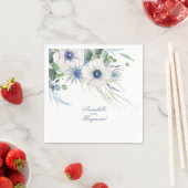 ほこりっぽい青フローラエレガント緑の水色 スタンダードカクテルナプキン (インサイチュ)