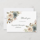 ほこりっぽい青フローラ植物緑結婚の サンキューカード (正面)