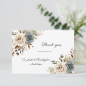 ほこりっぽい青フローラ植物緑結婚の サンキューカード (スタンド正面)