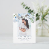 ほこりっぽい青フローラ水彩写真保存日 案内ポストカード (スタンド正面)