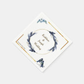 ほこりっぽい青フローラ水彩青結婚鳥のNa スタンダードカクテルナプキン (角)