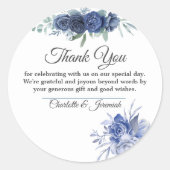 ほこりっぽい青フローラ水結婚色の色ありがとう ラウンドシール (正面)