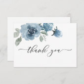 ほこりっぽい青フローラ水結婚色の サンキューカード (正面/裏面)