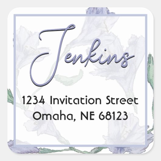 ほこりっぽい青フローラ水結婚色の スクエアシール (正面)