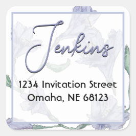 ほこりっぽい青フローラ水結婚色の スクエアシール
