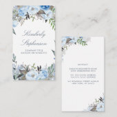 ほこりっぽい青フローラ水色エレガント 名刺 (正面/裏面)