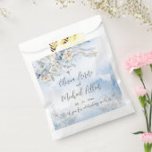 ほこりっぽい青フローラ水色スクリプト結婚の フェイバーバッグ (封をした状態)