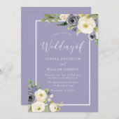 ほこりっぽい青フローラ水色結婚の 招待状 (正面/裏面)