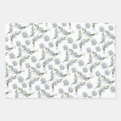 ほこりっぽい青フローラ水色 ラッピングペーパーシート (正面3)