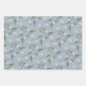 ほこりっぽい青フローラ水色 ラッピングペーパーシート (正面)