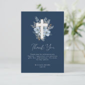 ほこりっぽい青フローラ海軍バプテスマサンキューカード 招待状 (スタンド正面)