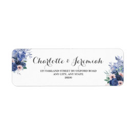 ほこりっぽい青フローラ結婚の葉の差出人住所 ラベル