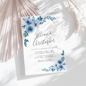 ほこりっぽい青フローラ結婚リース 招待状